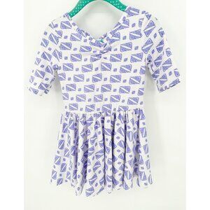 Dotdotsmile Girls Dress Size 12/24 Months White with Purple Geo Print New with T